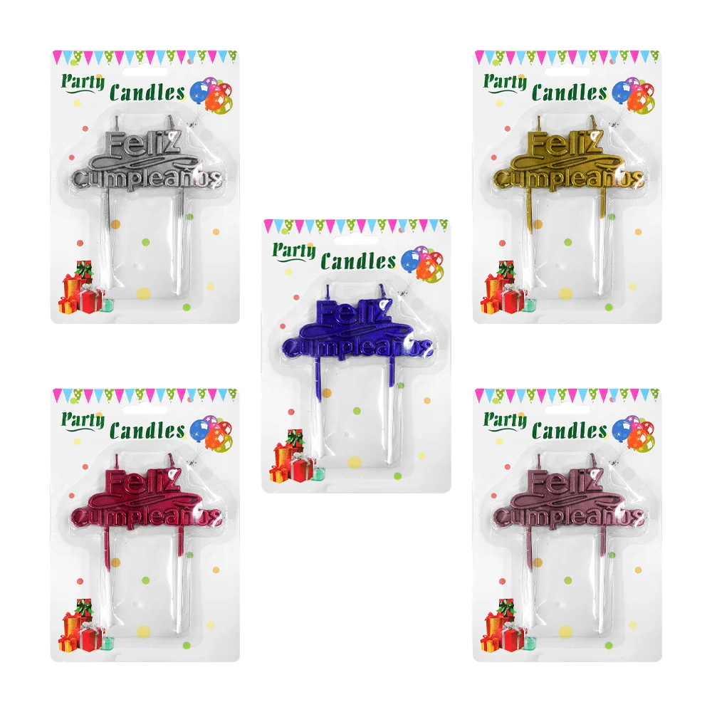 Vela cake topper con frase feliz cumpleaños, variedad de colores / pa…