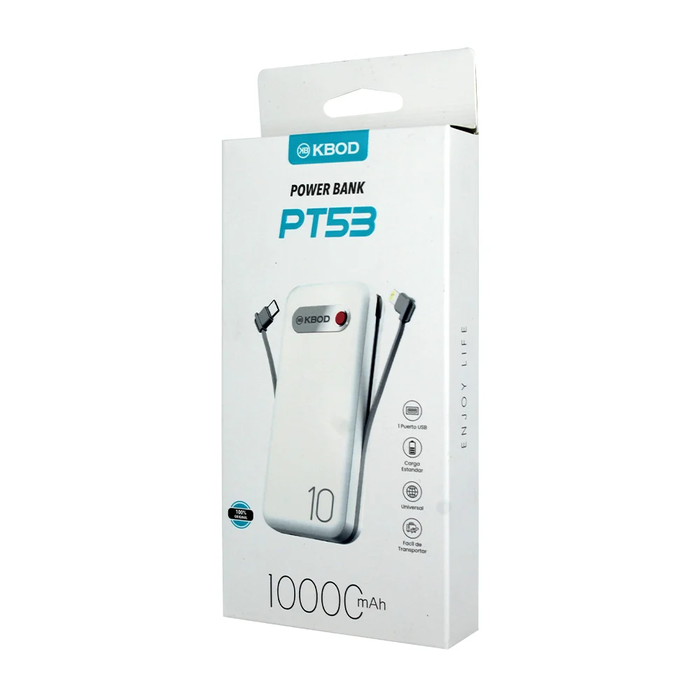 Power bank / batería portátil 10000mah con cable tipo c y lightning +…