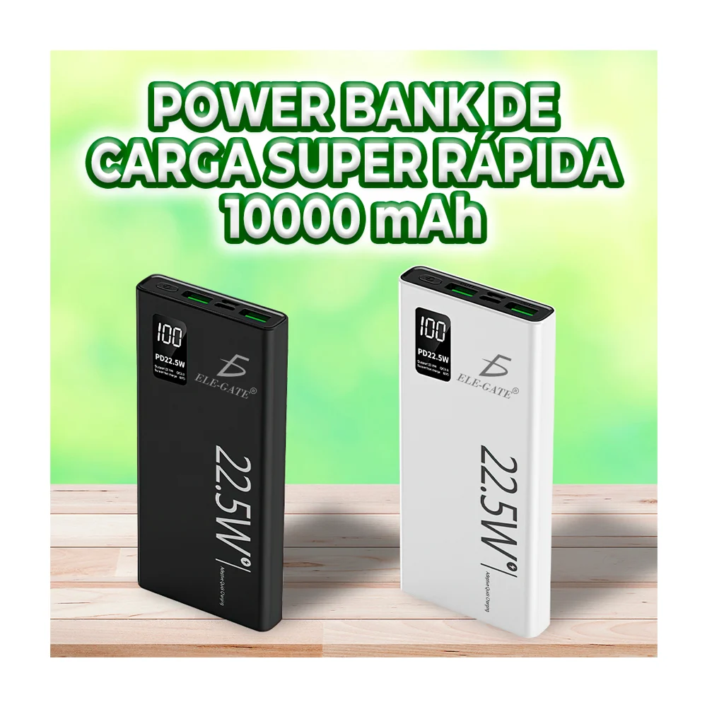 Power bank batería portátil ele-gate de 10000mah de carga rápida 22.5…