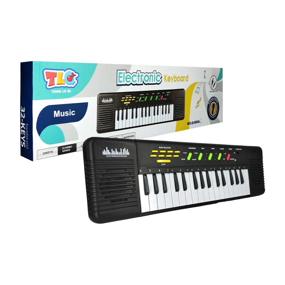 Piano de juguete con 32 teclas + 22 temas demo y mini micrófono / ele…