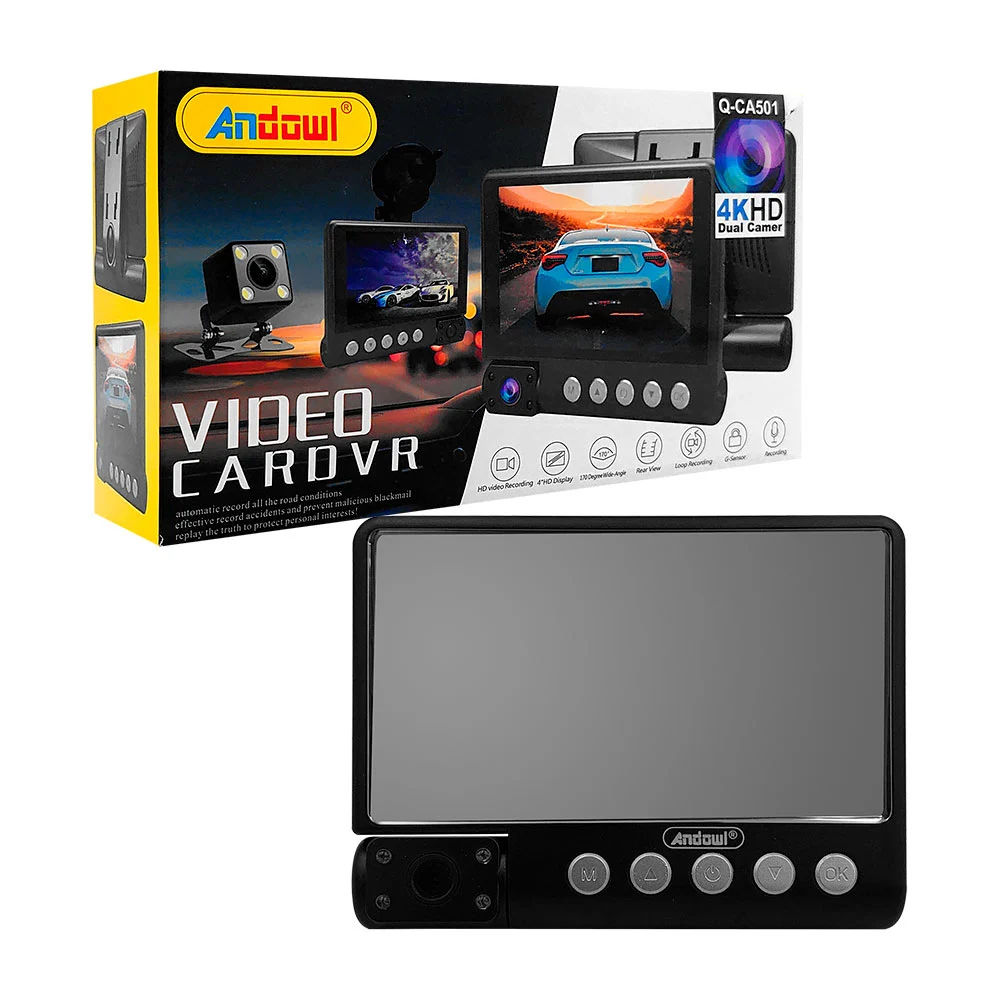 Cámara de video dvr andowl con pantalla de 4 pulgadas 4k hd para auto…