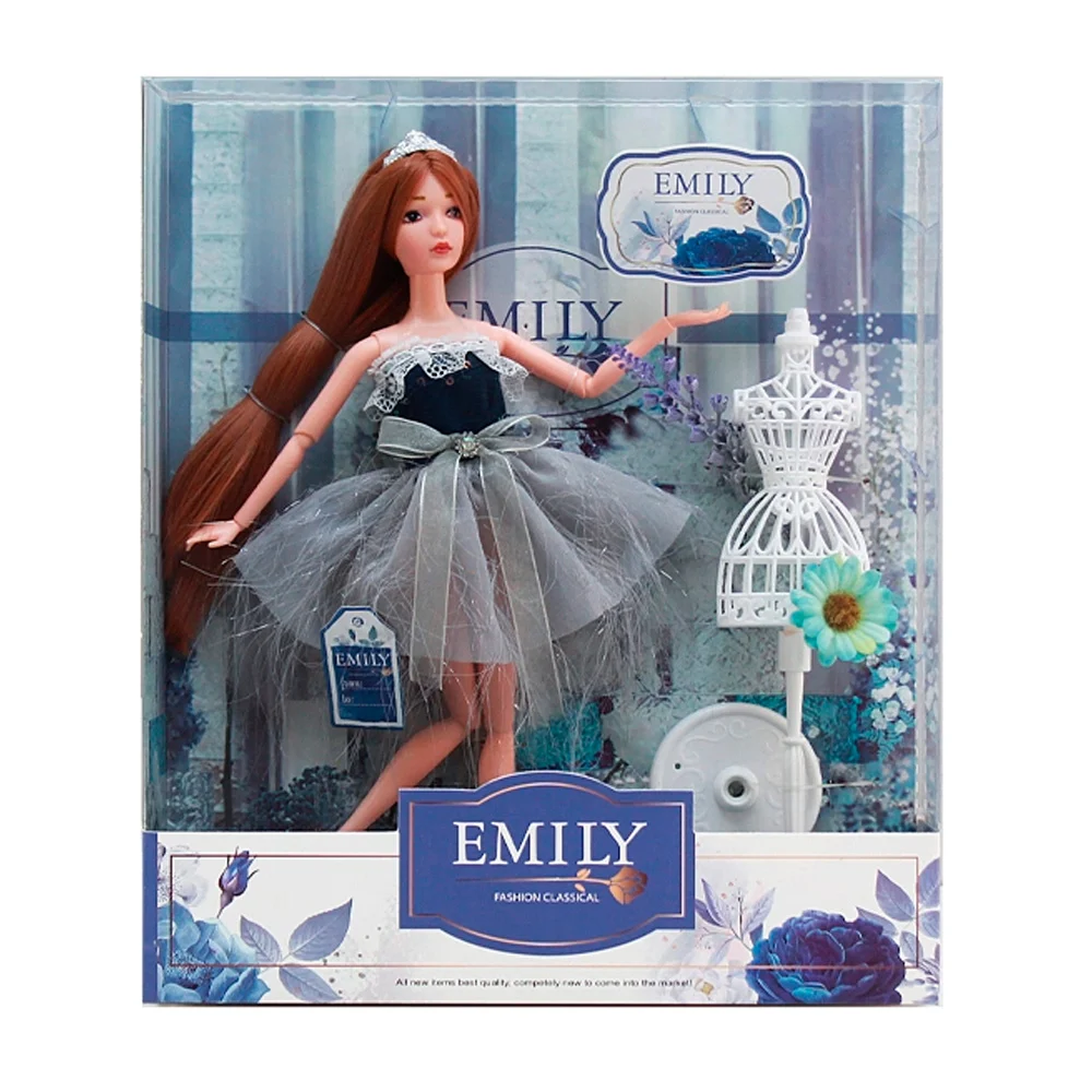 Muñeca clasica emily con ropa de tela y variedad de accesorios / qj11…