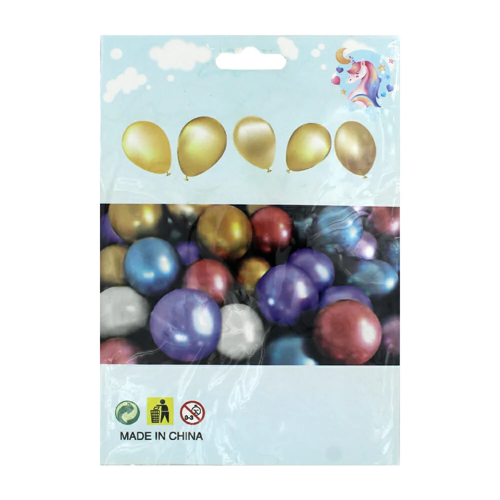 Paquete con 6 globos metal balloon de látex con efecto cromado, varie…