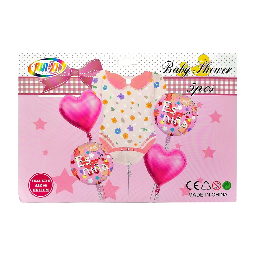 Set de 5 globos metálicos con temática de baby shower para niña / rui…