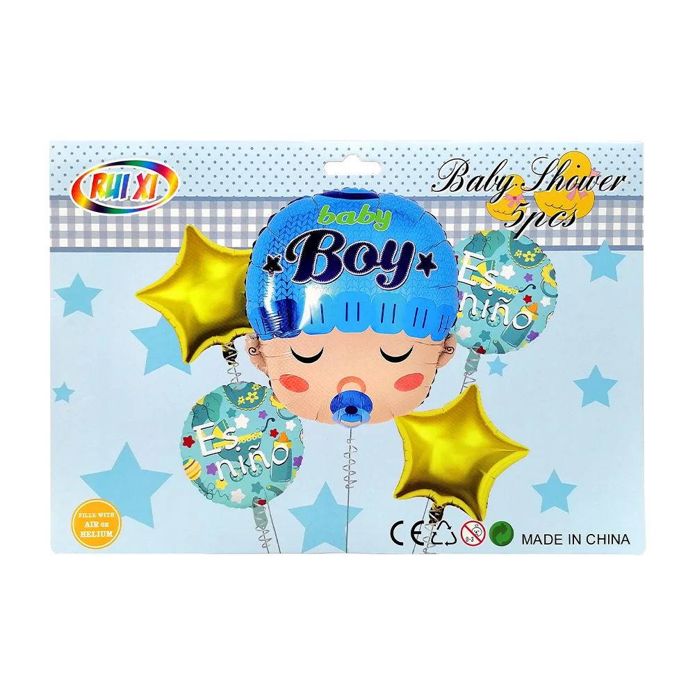 Set de 5 globos metálicos con temática de baby shower para niño / rui…