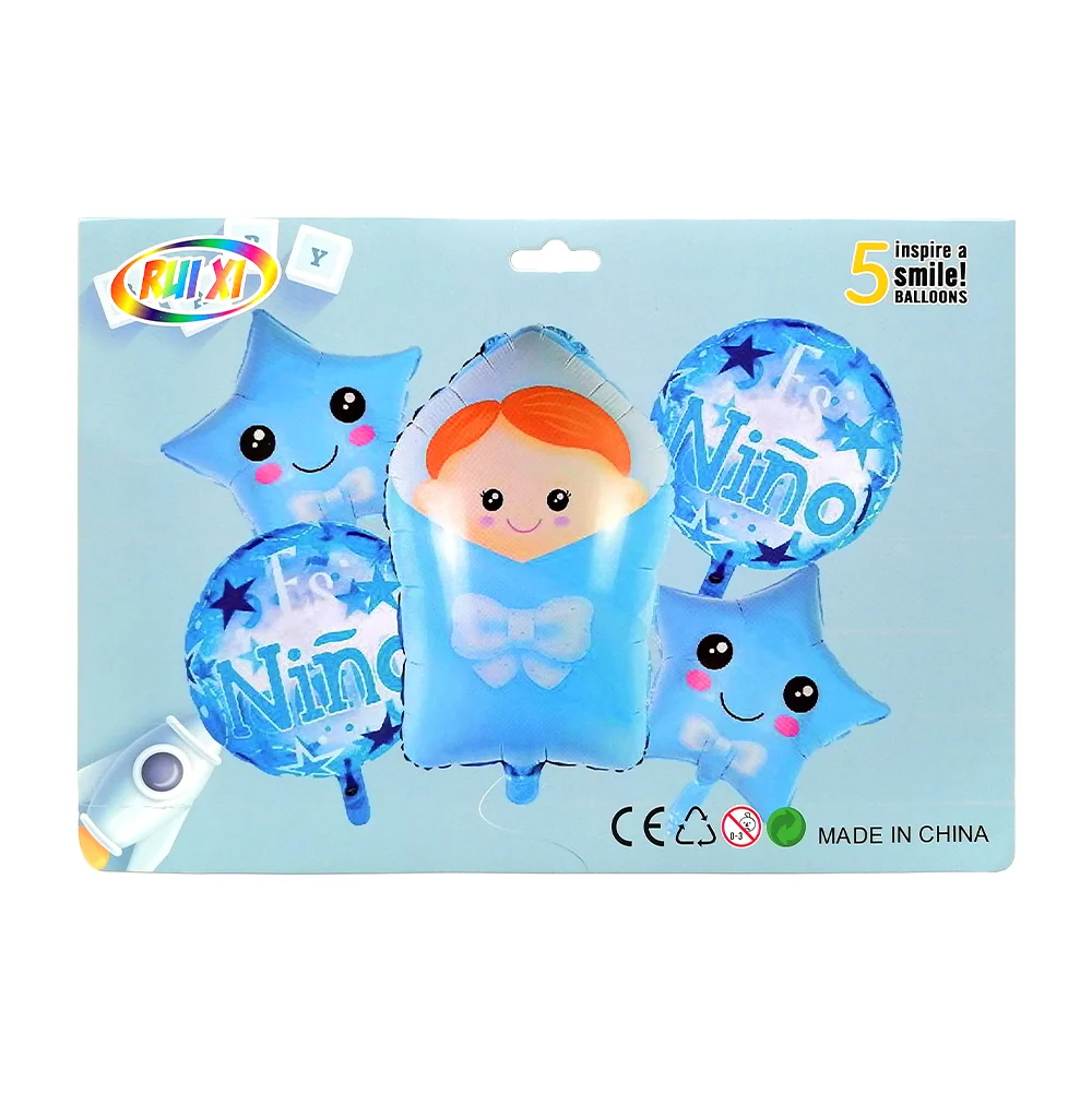Set de 5 globos metálicos con temática de baby shower para niño / rui…