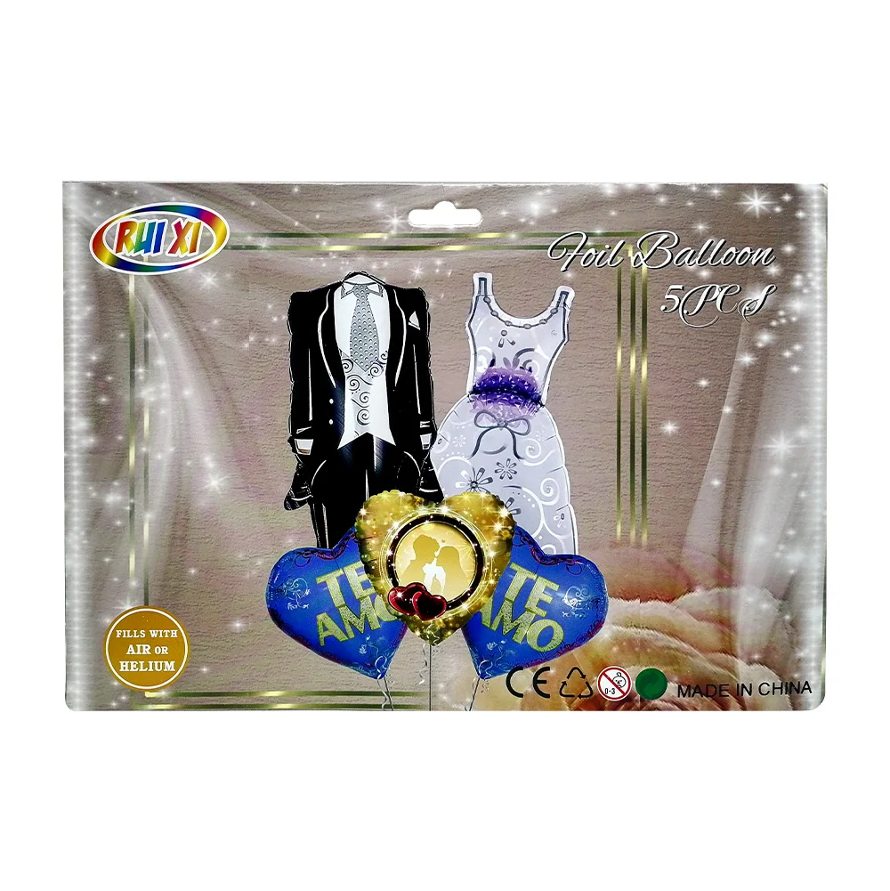 Set de 5 globos metálicos con temática de boda, variedad de modelos /…