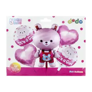 Set de 5 globos metálicos con diseño de oso para revelación de género…