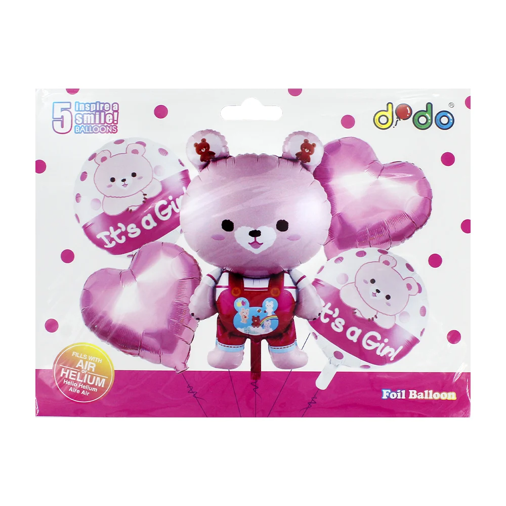 Set de 5 globos metálicos con diseño de oso para revelación de género…