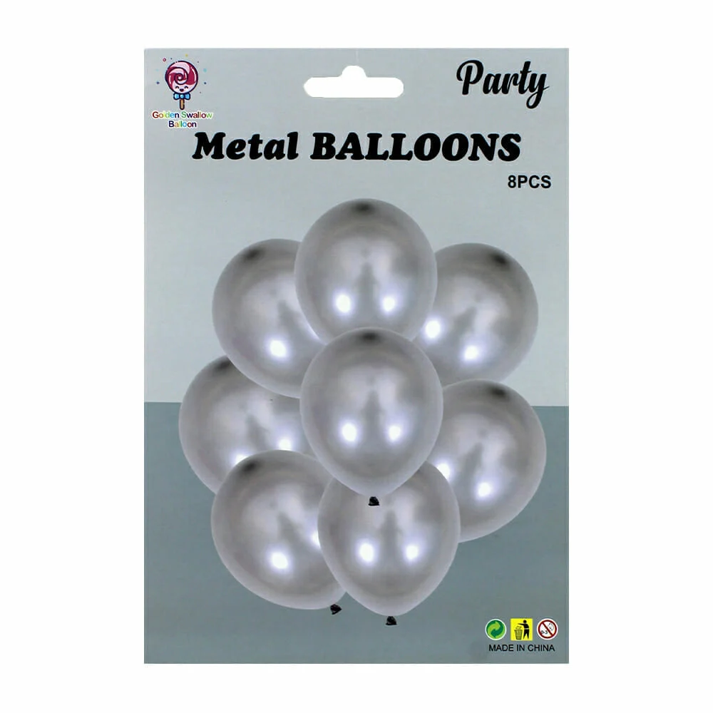Paquete de 8 globos lisos golden swallow balloon con efecto metálico,…