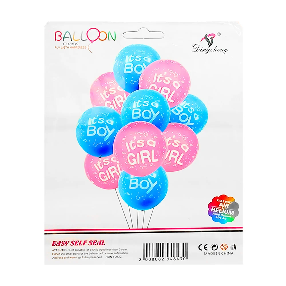 Set 10 piezas globos balloon de revelación niña o niño / qq-950