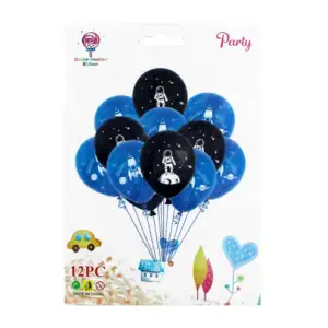 Set con 12 globos happy birthday con temática cohete astronauta / gol…