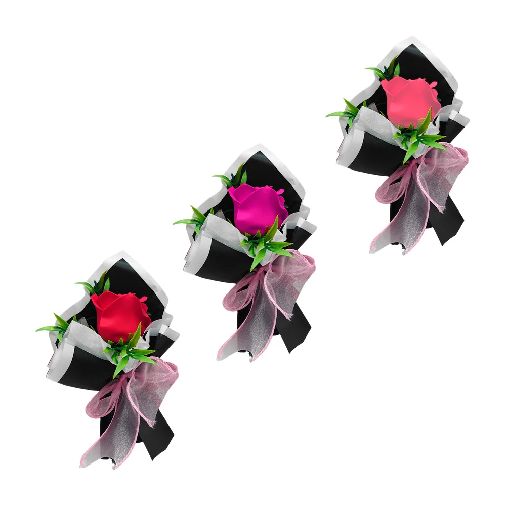 1pza Mini ramo de rosa artificial con listón de organza o frase just …