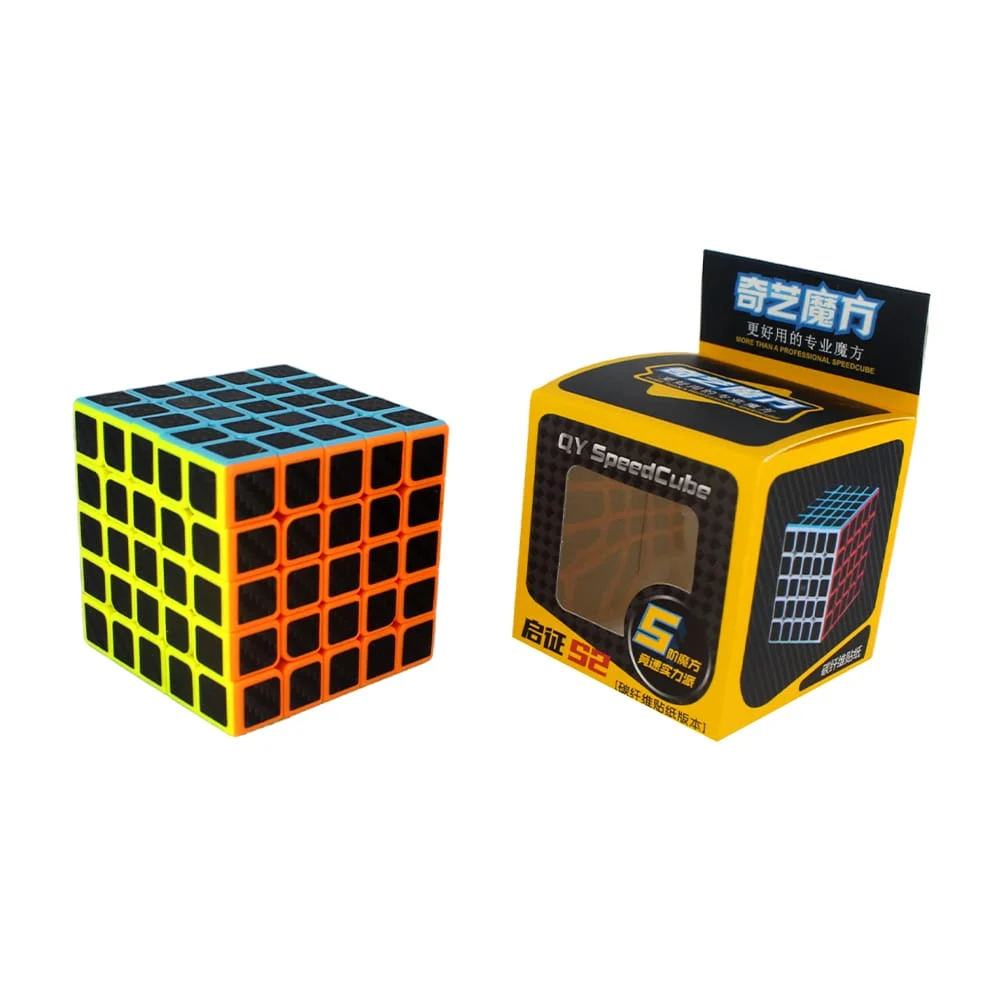 Cubo Rubik cuadrado 5x5x5 de fibra de carbono con colores neón qy spe…