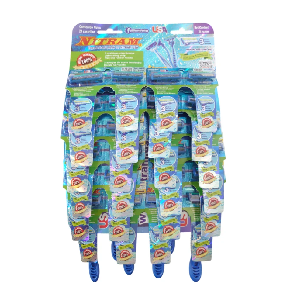 Planilla grande de 24 rastrillos plásticos, triple navaja, usos vario…