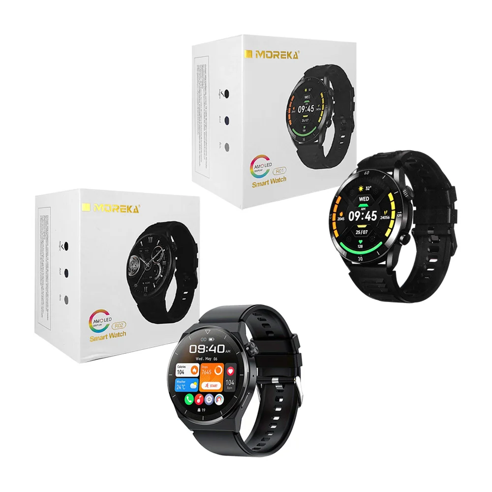 Smart watch moreka redondo con correa de plástico y cargador magnetic…