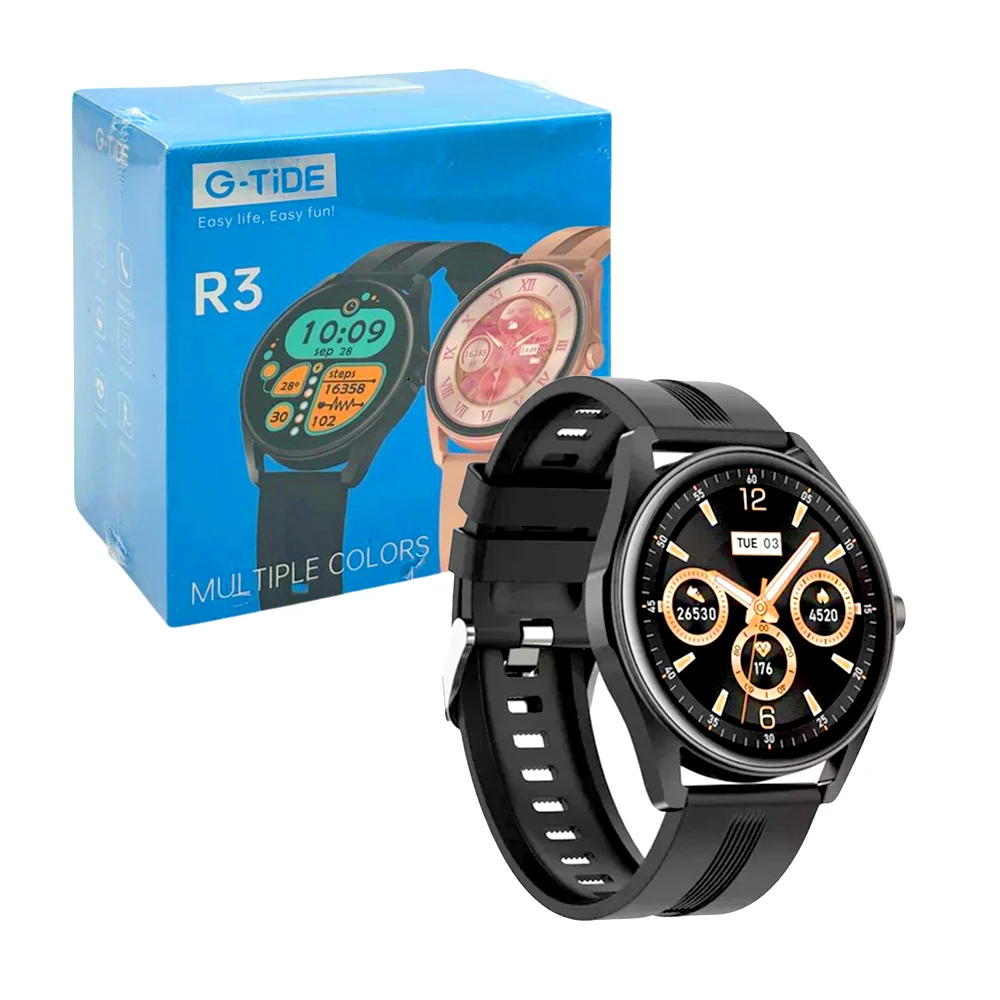 Reloj / smartwatch g-tide inalámbrico redondo con correa de caucho, r…