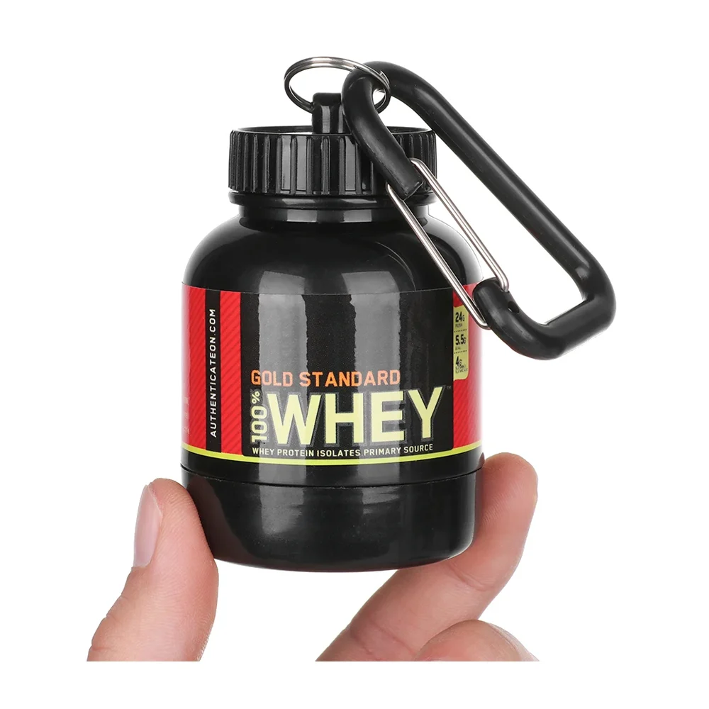 Llavero en forma suplemento alimenticio tipo proteína gold standard w…