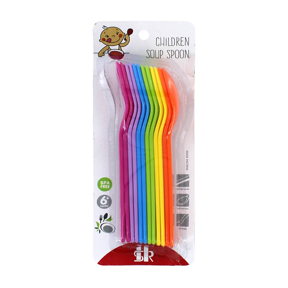 Paquete 12 cucharas largas de colores para niños, variedad de colores…