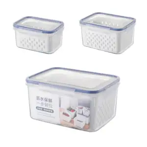 Paquete 3 tuppers rectangulares con escurridores, variedad de tamaños…