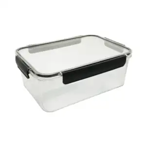 Tupper rectangular transparente de acrílico con cierre hermético negr…