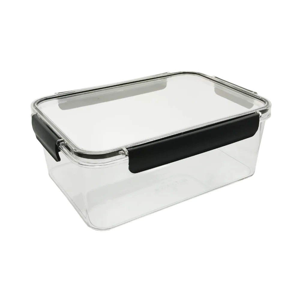 Tupper rectangular transparente de acrílico con cierre hermético negr…