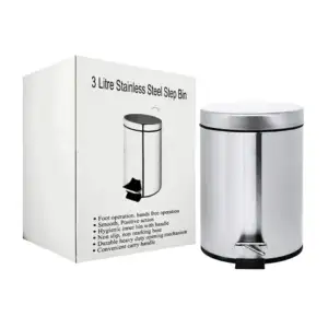 Bote cesto de basura de acero inoxidable con pedal para tapadera y co…