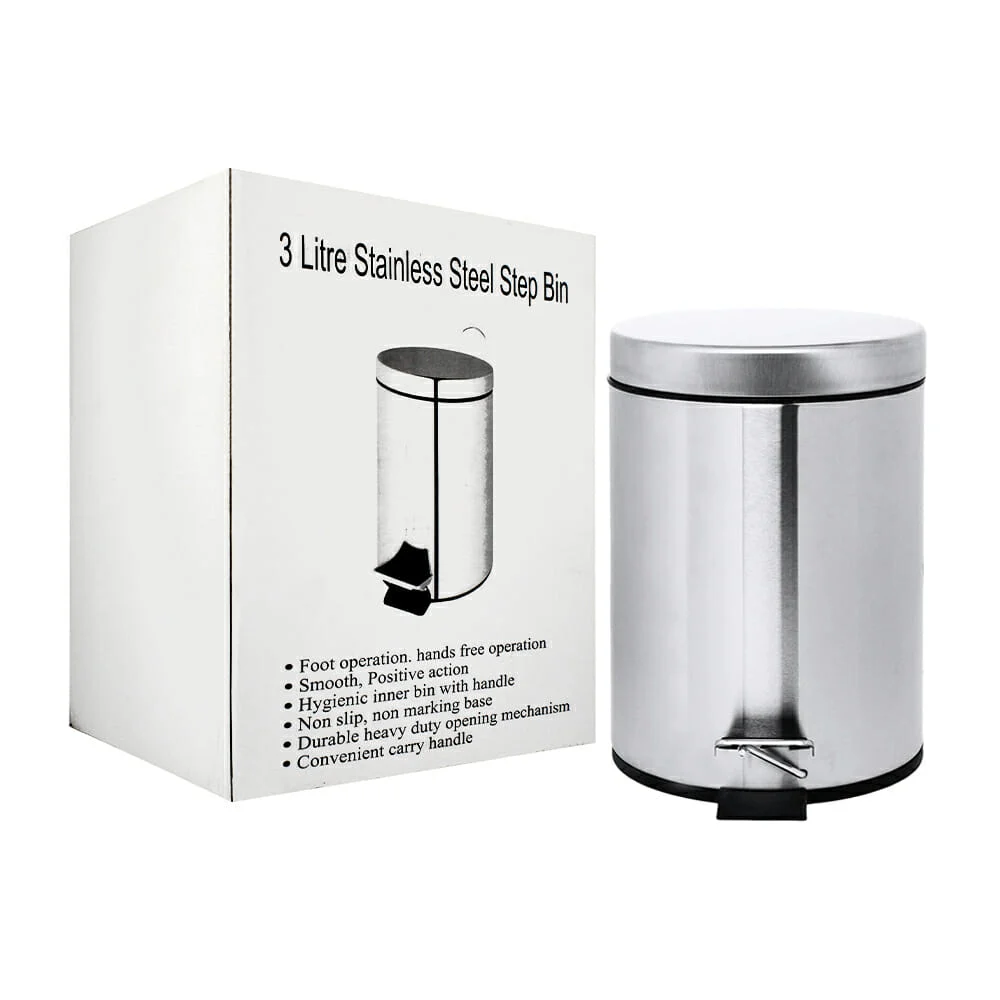 Bote cesto de basura de acero inoxidable con pedal para tapadera y co…