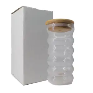 Frasco vaso transparente de vidrio en forma espiral con tapadera de m…