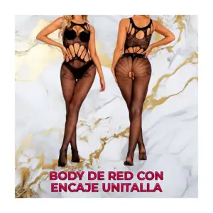 Body de red con encaje y cuello alto para dama / rop.26.10