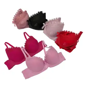 Brasier con encaje de copa completa push up, variedad de colores y ta…