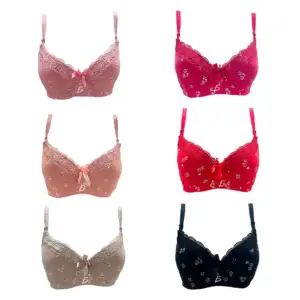Brasier con diseño de flores y encaje con tirantes ajustables, varied…