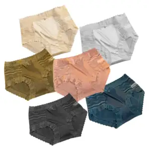 Ropa interior calzoncillo de cintura alta con encaje para dama, varie…