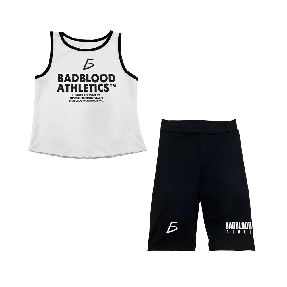 Conjunto deportivo con playera sin mangas y  short de licra, variedad…