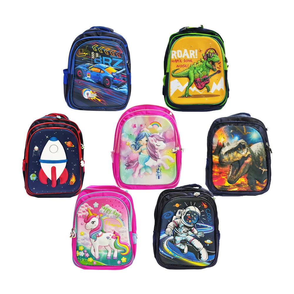 Mochila escolar con 3 compartimientos, relieve, luces led, lonchera y…