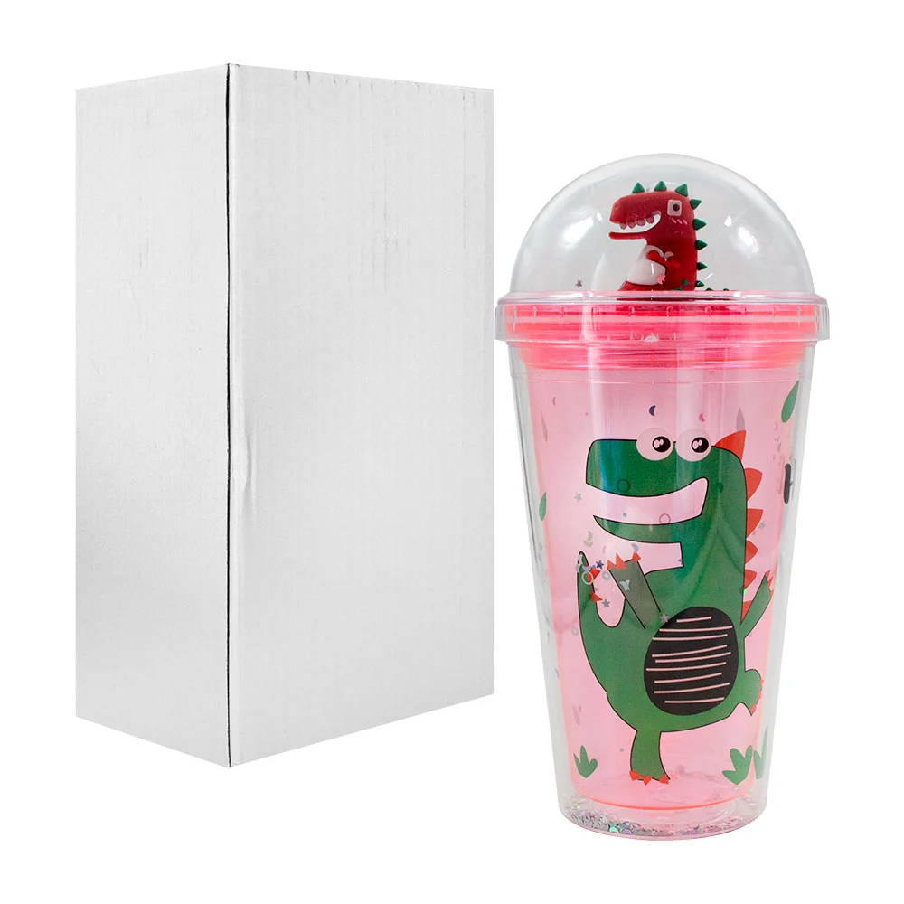 Vaso de acrílico translúcido, con mini diamantina, estampado y figura…
