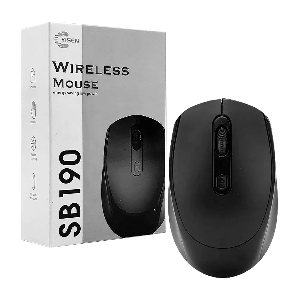 Mouse inalámbrico yisen con diseño ergonómico, 500mah, 101x63x35mm, v…
