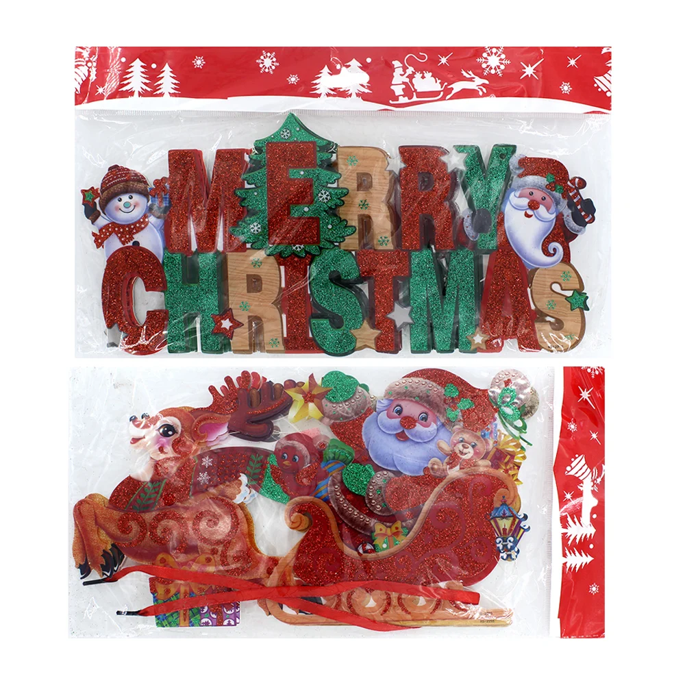 1pza Adorno de letrero navideño pequeño con brillantina y serie de lu…
