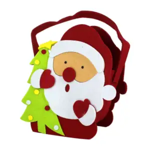 Bolsa dulcera de tela fieltro con diseño navideño + asa, 18cm, varied…