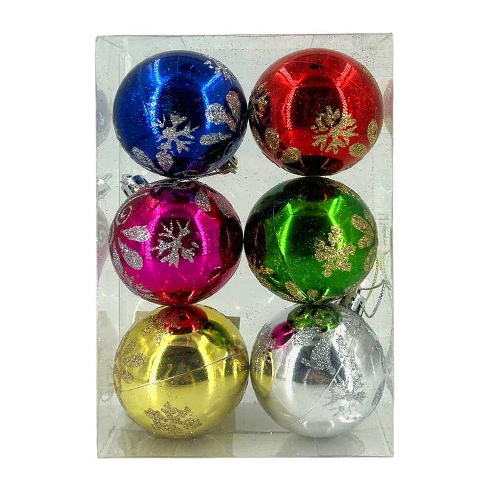 Paquete de 6 esferas medianas con diseño navideño en diamantina, vari…