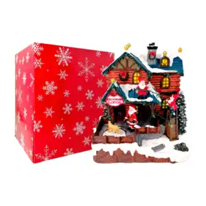 Adorno navideño tipo caja musical en forma de casa con santas adornan…