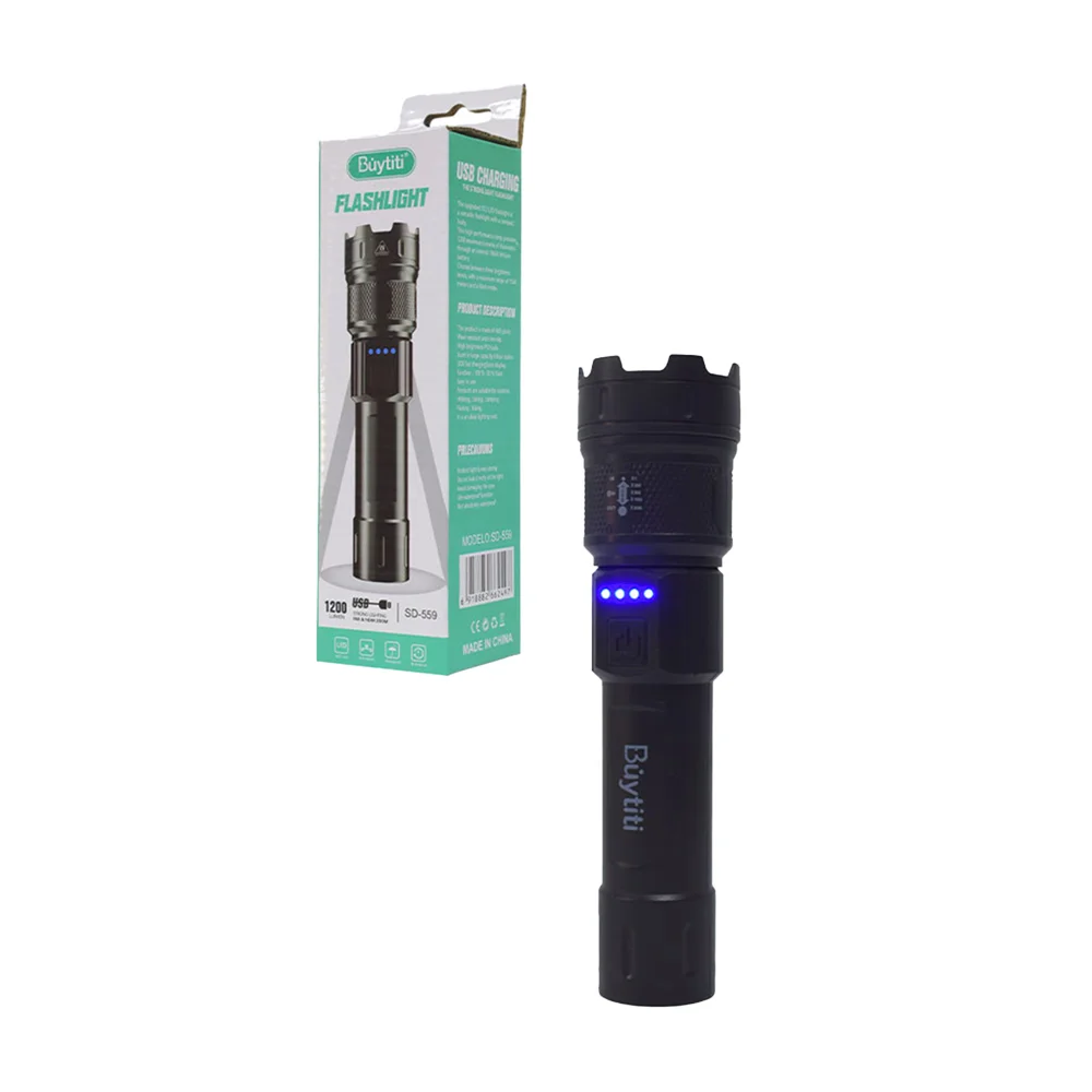 Lámpara / linterna led con zoom ajustable y 3 modos de luz intercambi…