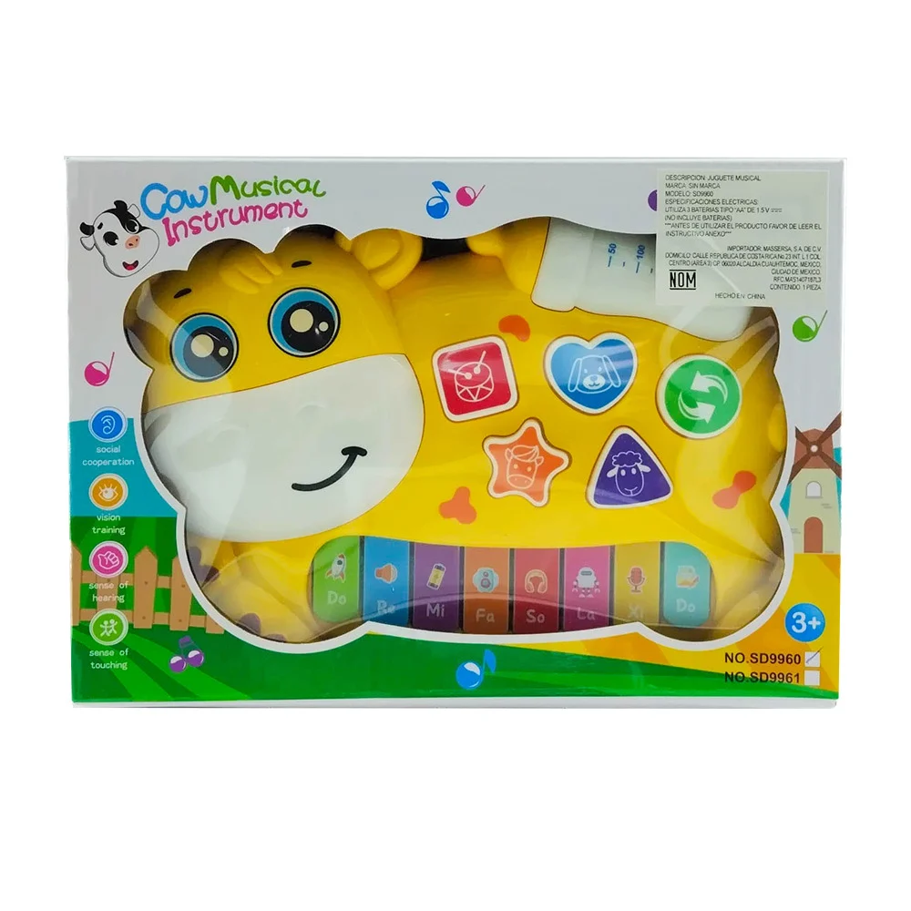 Piano de juguete interactivo cow musical de pilas con 6 funciones mús…