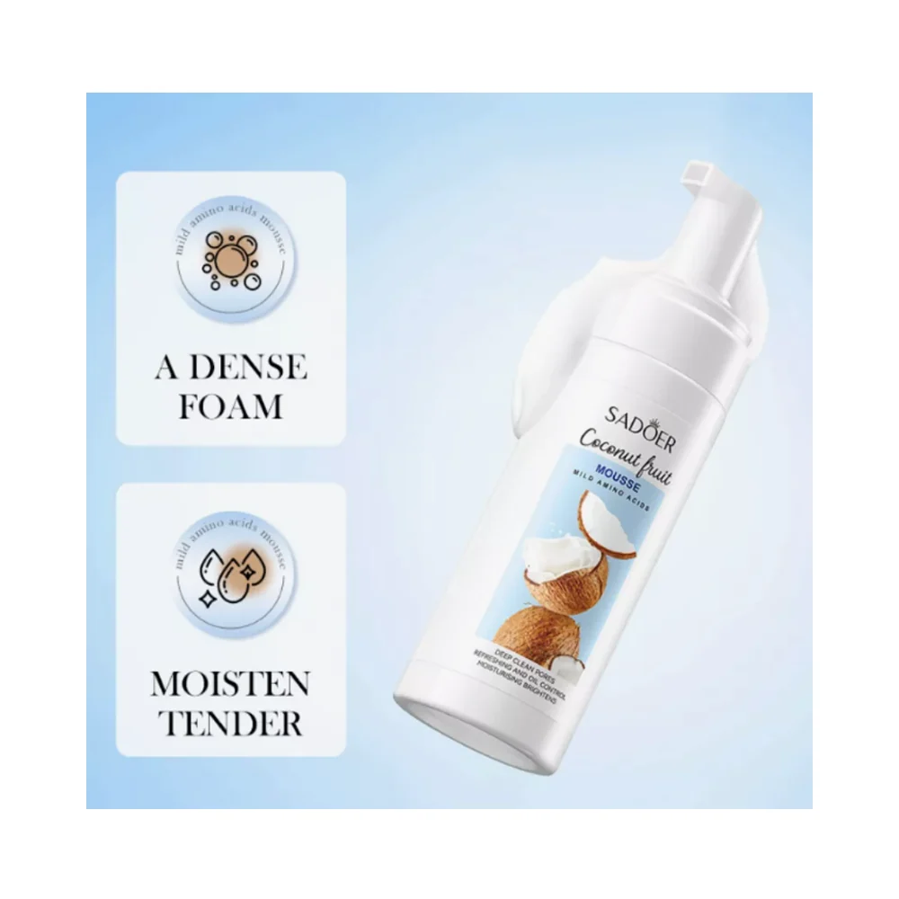 Mousse espuma facial limpiadora sadoer con extracto de coco, 150ml / …