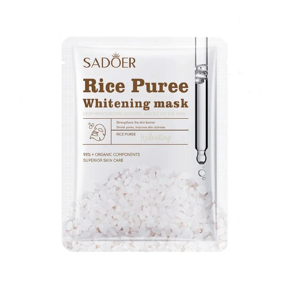 1pza Mascarilla facial aclaradora sadoer con extracto de arroz, 25g /…