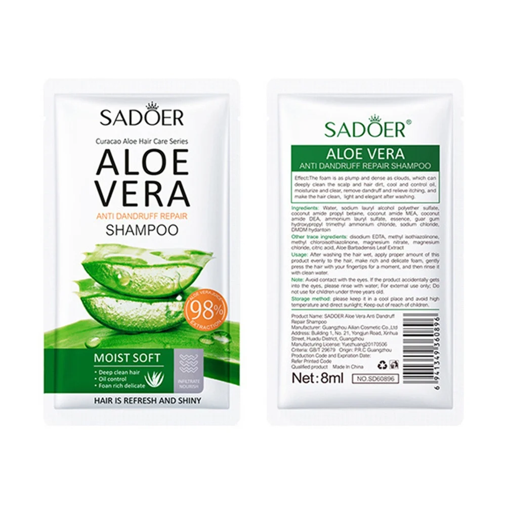 1pza Mini sobre de shampoo sadoer con extracto de aloe vera para viaj…