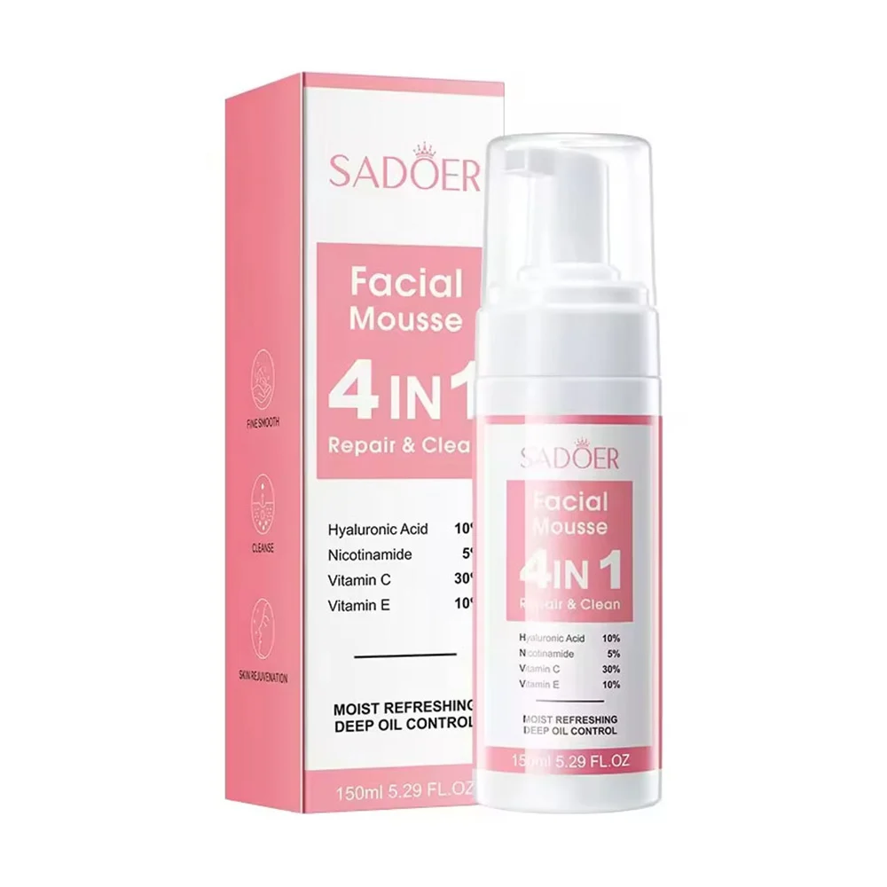 Mousse limpiador y reparador facial sadoer 4 en 1 con extracto de vit…