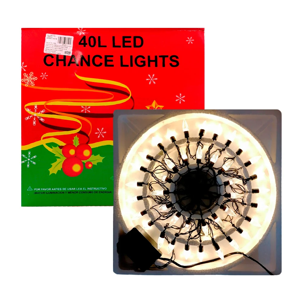 Serie navideña musical de luz cálida con 40 focos led en forma de pic…