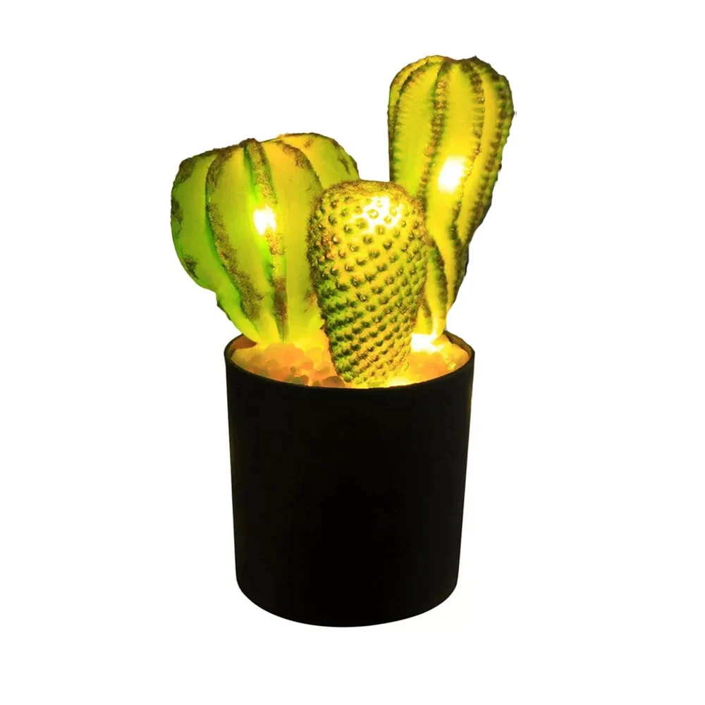 Lámpara maceta decorativa con cactus, luz led cálida, conexión USB, v…