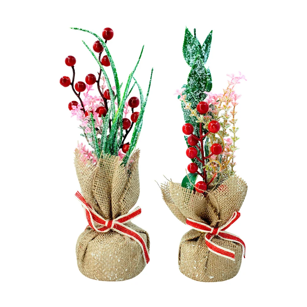 Mini árbol pino para decoración navideña con base de yute + diseño de…